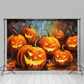 Aperturee Aperturee Abstract Jack O’ Lantern Oil Painting Photography Backdrop Colorful Carved Pumpkins Modern Halloween Photo Prop